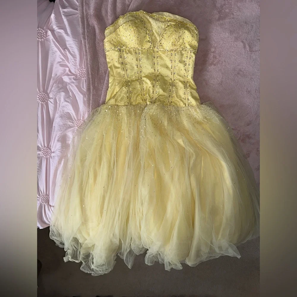 Yellow Cinderella Dress by Alyce size 8 - Picture 4 of 6